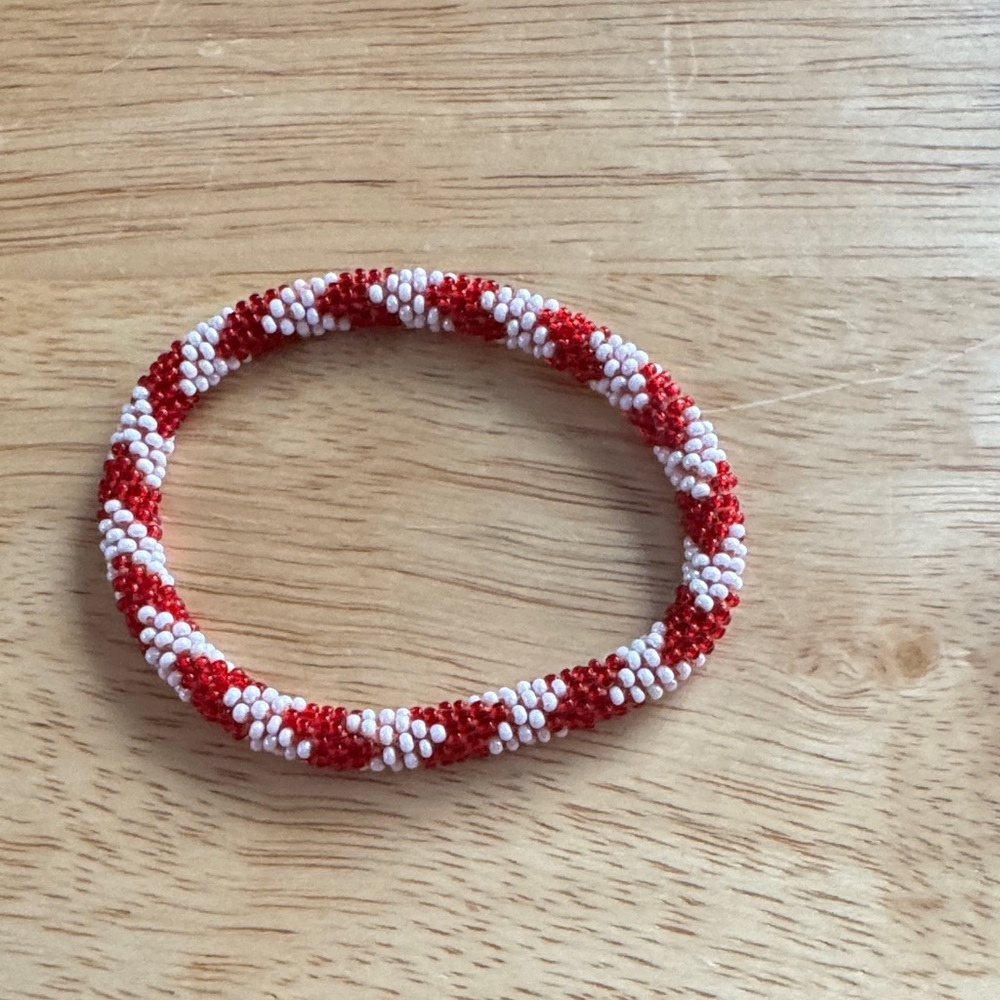 Beaded Bracelet Set - Red, White, and Black - Picture 2 of 6